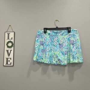 Lilly Pulitzer Luxletic Corrine‎ Skort Skirt Blue Ibiza Open Water SIZE L/ XL